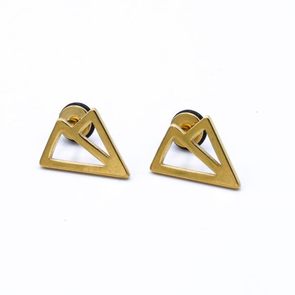 pendientes triángulos bañados en oro