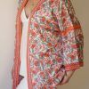 kimono algodón en coral y turquesa