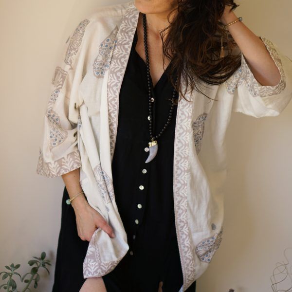 kimono blanco kimono blazer de algodón 100% en blanco roto