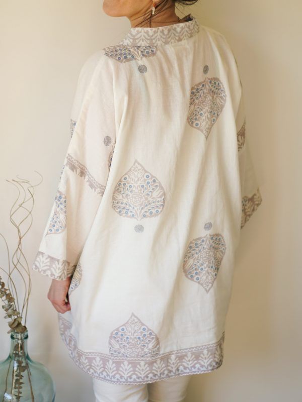 kimono blanco kimono de algodón 100% hecho a mano