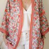 kimono de verano en coral y turquesa