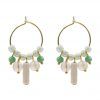 pendientes de aro en plata y baño de oro ocn cristal turquesa
