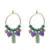 pendientes de aro en verde y morado