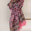 pareo algodón 100% estampado floral rosa