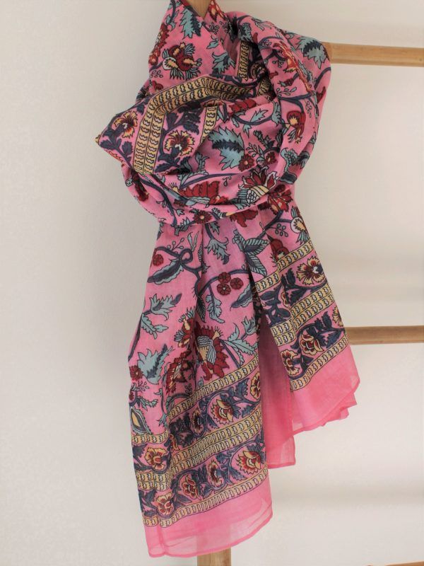 pareo algodón 100% estampado floral rosa