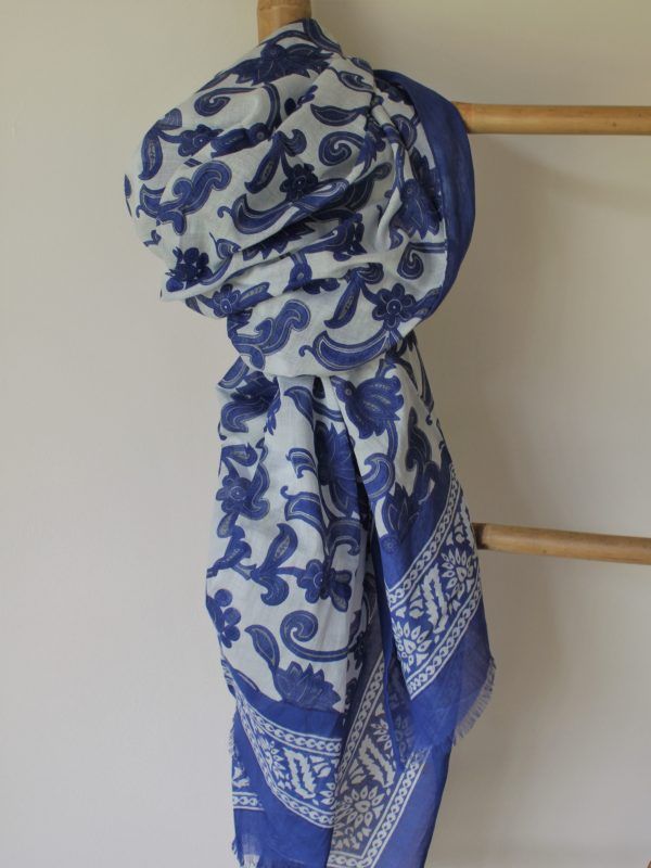 pareo algodón 100% estampado parsley azul cobalto