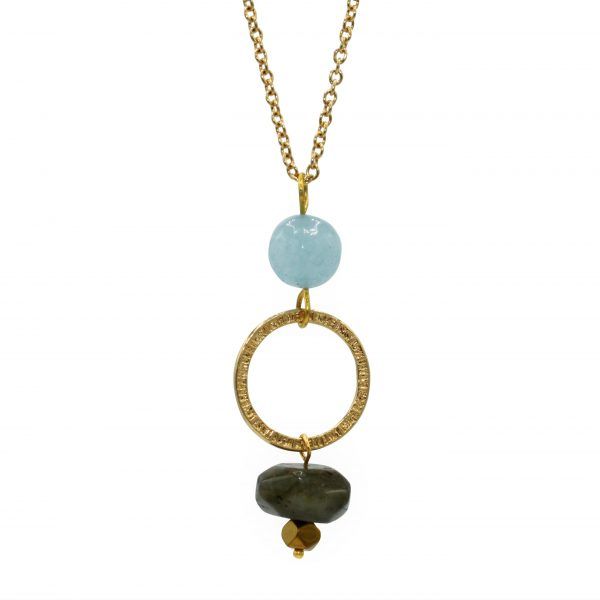 collar oro con labradorita y jade