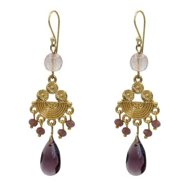 pendientes joya estilo vintage en tonos burdeos