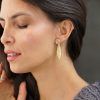 pendientes pluma oro y cuarzo rosa