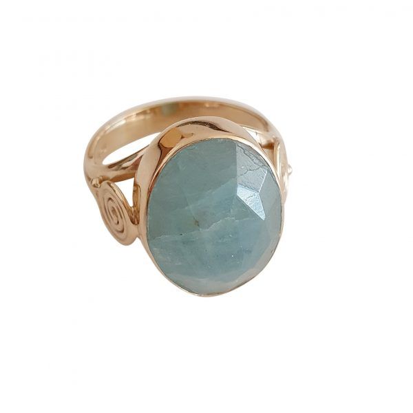 anillo de aguamarina chapado en oro