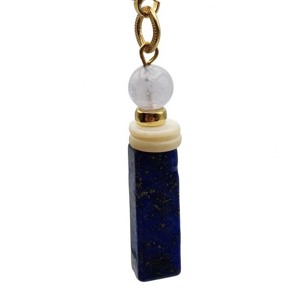 colgante Mahe con lapislázuli, ágata azul lace y perlas de río