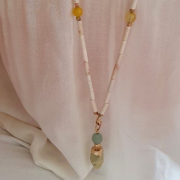 collar con jade amarilo, prehnita y aventurina