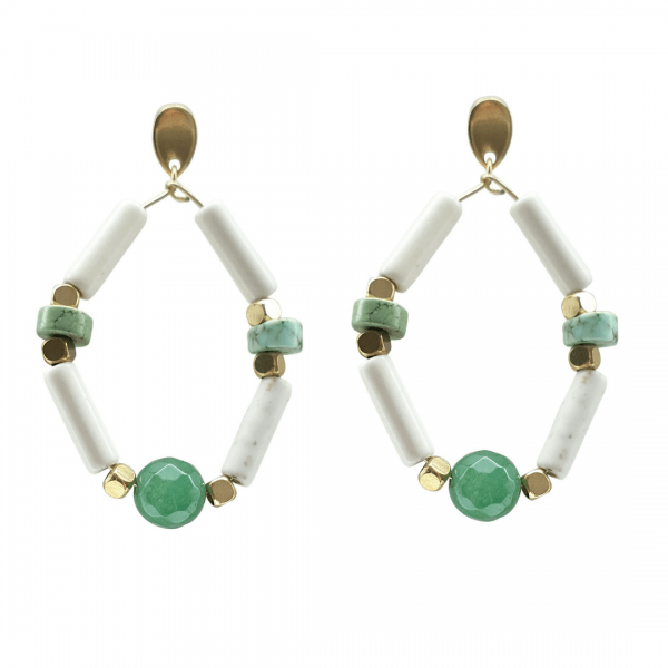 pendientes Mahe aventurinas, howlite y turquesas