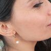 pendientes de aro con perlas y ágatas naranjas