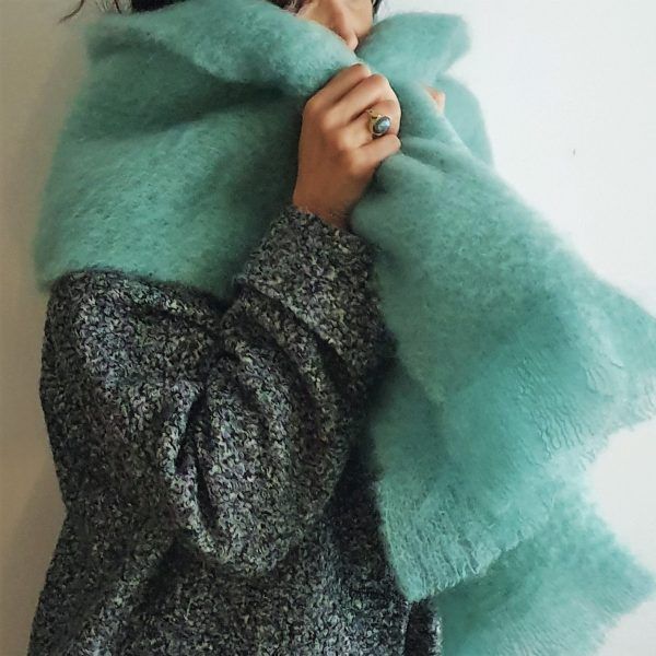 bufanda mohair turquesa