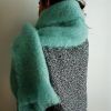 bufanda mohair y lana turquesa