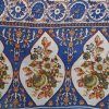 foulard algodón estampado floral azul y ocre