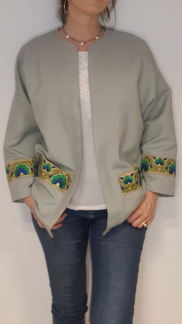 chaqueta loneta en verde agua