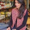 chaleco vintage estampado floral granate