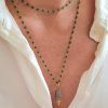 collar onyx verde cadena de plata bañada en oro