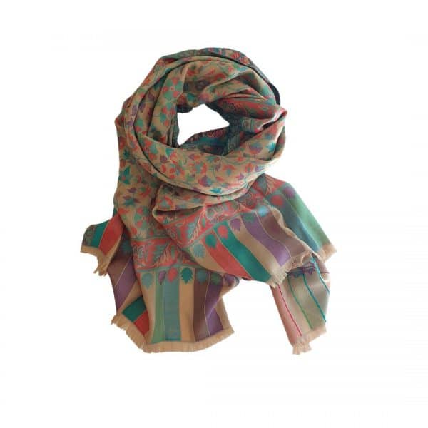 foulard lana y cashmere estampado floral en tonos pasteles