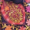 bufanda artesanal de lana pura reversible bordada