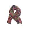 bufanda artesanal bordada reversible en morado y gris