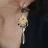 Pendientes de fiesta Ruth con lágrima de cuarzo ahumado
