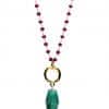 collar rosario con colgante aventurina y corindón rojo