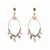 pendientes cyra con perlas de río, iolitas, turmalinas y jaspe