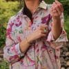 camisa algodón estampado en tonos rosas