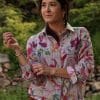 camisa algodón estampado en tonos rosas