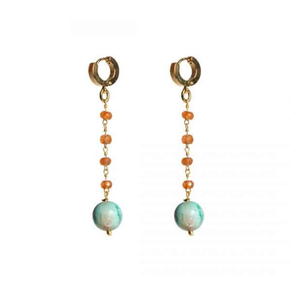 pendientes cornalina y jaspe azul turquesa
