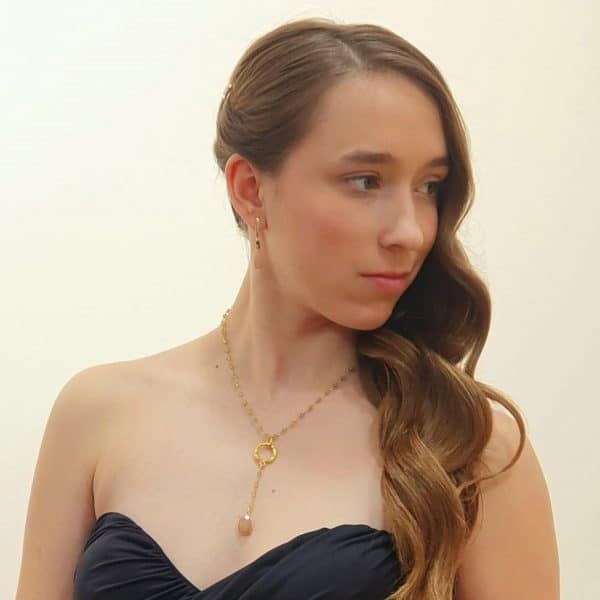 collar péndulo con prehnitas y morganita