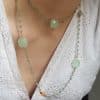 collar años 20 con aguamarinas, cuarzo rosa, ágatas y cristal verde agua