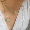 collar años 20 con aguamarinas, cuarzo rosa, ágatas y cristal verde agua