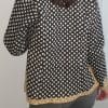 chaqueta algodón estampado geométrico y cenefa ocre