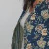 chaqueta algodón reversible estampado floral y rayas