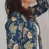 chaqueta algodón reversible estampado floral y rayas