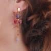pendientes de fiesta largos en rojo y morado