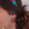 pendientes de fiesta largos en rojo y morado