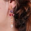 pendientes de fiesta largos en rojo y morado