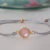 pulsera de morganita y cordón gris perla