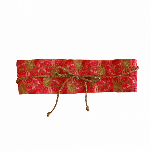 fajín bordado en salmón, rosa y rojo