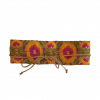 fajin bordado en fucsia, ocre y verde