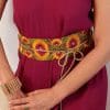 fajin bordado en fucsia, ocre y verde