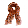 fular verano algodón estampado floral ros y naranja