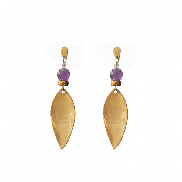 SHIORI PENDIENTES FLORA AMATISTA, PREHNITA CHAPADO ORO 24K 60€ WWW.SHIORI.ES