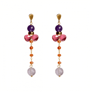 pendientes de fiesta largos en rojo y morado