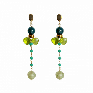 pendientes de fiesta Ines en verde y azul